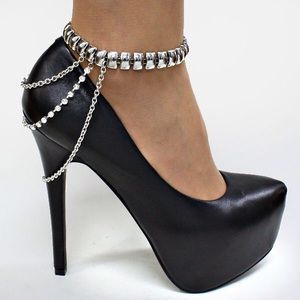 Anklet foot multi chain bracelet / silver tone